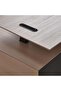 OLSON OFFICE DESK RIGHT SIDE RETURN ADJUSTABLE HEIGHT 200CM W X 70-120CM H -NATURAL & DARK GREY - 8