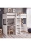 DRILON LOFT BED INTERGRATED DESK WITH WARDROBE & DRAWER 90X200 CM - WHITE & IRON GREY