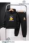 My Space Uzay Printed Hooded Thick Cotton Inside Tracksuit with Pockets Children's Bottom and Top Tracksuit Set