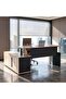 OLSON OFFICE DESK RIGHT SIDE RETURN ADJUSTABLE HEIGHT 200CM W X 70-120CM H -NATURAL & DARK GREY - 2