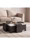 BELLER COFFEE TABLE SET 1+4 MARBLE - WHITE & DARK BROWN