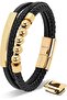 Men's Genuine Leather Bracelet, Three Colurs and Three sizes Cowhide Construction, Silver & Gold Hardware, Secure Magnetic Closure