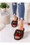 Cerise Cherry Detailed Plush Women's House Slippers Soft Sole Gift Dowry House Slippers Stc1363 - 4