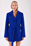 Blue Leather Trimmed Cashmere Coat