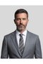White Striped Gray Classic Men's Tie - 8 cm Wide