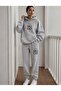 Unisex Mood Text Printed Top and Bottom Hooded Tracksuit Set