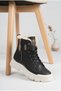 Women's Fur Lined Thick Serrated Sole Sneaker Boots with Lace-Up and Zipper, Warm and Comfortable Winter Boots - 3