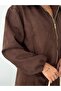 Lined Suede Jacket with Zippered Sleeves and Elastic Waist - 6