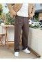 Baggy Single Pleated 100% Cotton Trousers Brown 267030 - 4