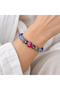 Navy Blue and Gray Beaded Eye Detail Bracelet – Stylish Accessory with Fuchsia Center Bead