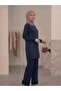 Stone Print Detailed Low-Sleeve Oyşho Top-Bottom Set - 2