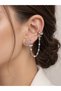 Brass Silver Color Snake Model Chain Linked Ear Cuff Earring Set - 2