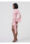 Women's Stand Collar Buckle Detailed Belted Gathering Mini Design Dress - 2
