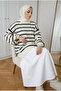 Women's Thin Striped Balloon Sleeve Oversize Knitwear Sweater Tunic 70 cm - 2