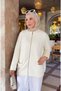 38/42 Size Compatible Premium Quality Angora Knitwear Hijab Cardigan Ecru - 5