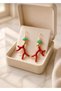 Xuping Red Coral Branch Turquoise Beaded Dangle Earrings - Vintage Bohemian Non-Tarnish Anti-Allergy Fade-Resistant Chic Gift Women's Earrings - 3