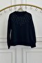 Sweatshirt with Stone and Bead Embroidery on the Collar - 3