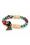 Turquoise Cream Red Beaded Bracelet – Bohemian Accessory with Bronze Triangle Figure - 3