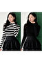 Women's 2-Piece Black Striped Stand Collar Blouse