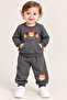 Baby Boy Antresit 2-Piece Set Thessaloniki Fabric Kangaroo Pocket Cuffed Sleeves Crew Neck Sweatshirt Elastic Waist Cuffed Legs