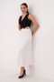 Women's Midi Length Skirt with Elastic Waist and Side Zipper - 4