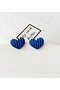Xuping Navy Blue Enamel Heart Studded Earrings - Vintage Cute Non-Tarnish Non-Fade Stylish Gift New Season Trend Women's Earrings - 2