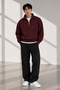 Unisex Half-Zipper Stand Collar 100% Cotton Soft Textured Sweatshirt Plain Pullover - 3