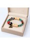Turquoise Cream Red Beaded Bracelet – Bohemian Accessory with Bronze Triangle Figure - 2
