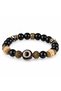 Black Beaded Bracelet with Bronze Detail – Stylish Everyday Accessory with Ethnic Pattern - 3