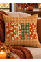 Autumn Themed Pumpkin Patterned 2-Piece Throw Pillow Cover - 43X43Cm - Autumn Patterned, Pumpkin and Daisy Themed Decorative Throw Pillow - 3