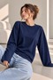 Women's Modal Oversize Crew Neck Sweatshirt - Navy Blue Zg3535 - 5