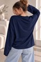 Women's Modal Oversize Crew Neck Sweatshirt - Navy Blue Zg3535 - 3