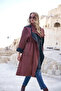 Shawl Collar Hooded Taffeta Cap 40402 Cinnamon - 2