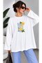 Women's Lemon Printed Modal Fabric Oversize Basic Long Sleeve Tunic