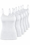 Women's Cotton Rope Strap Lace-Up Undershirt 6-Piece Pack 100% Cotton Black White Skin M-L-Xl-2Xl