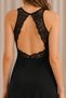 Chest and Back Cut-Out Broderie Lace Nightgown with Slits |   V-Neck Thick Strap Maxi Length |   Viscose Knitted Fabric |   Pocketless Plain Elegant Stylish Comfortable Women's Underwear |   Home Wear Long Nightgown Model Stylish Comfortable - 3