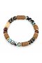 Brown Black Turquoise Beaded Bracelet – Wicker Textured Bohemian Accessory with Gold Detail - 2