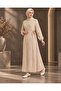 Women's Prayer Dress Double Breasted Collar Side Tie Elastic Sleeves Comfortable Cut Hijab Dress - 2