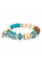 Turquoise Cream Beaded Ethnic Bracelet Silver Color Figure Detailed Stylish Accessory - 2