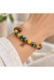 Ethnic Beaded Wooden Look Bracelet with Colorful Bead Detail, Authentic Accessory