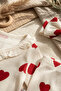 Baby Girl Red Heart Patterned Ribbed Cotton 3-Piece Set - Ruffled Double-Breasted Bodysuit, Pants and Headband - 5