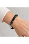 Black and White Beaded Bracelet – Modern Daily Accessory with Metallic Spacer Detail