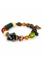 Green Orange Beaded Ethnic Bracelet with Large Figure Detail Authentic Accessory - 2