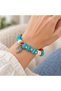 Turquoise Cream Beaded Cat Figured Bracelet with Orange Detail Ethnic Accessory