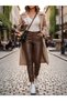 A Must-Have in City Style - Women's High-Waisted Faux Leather Pants with Pockets