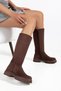 Women's Bitter Brown Suede Below the Knee Zippered Comfortable Boots - 2