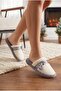 Gray Bowknot Plush House Slippers / Soft Sole Comfortable Indoor Slippers - 3