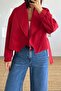 Red Shawl Collar Belted Double-Breasted Short Trench Coat, Coat Per9751 - 5
