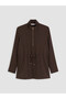 Two Mt Shop Quality Lcw Studio Brown Dobby Plain Loose & Baggy Women's Tunic - 5