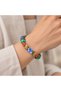 Colorful Beaded Heart-Shaped Bracelet – Stylish Accessory in Purple Green Coral Tone